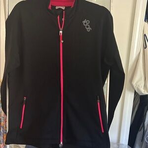 Women's Black Zip Hoodie with Pink Trim